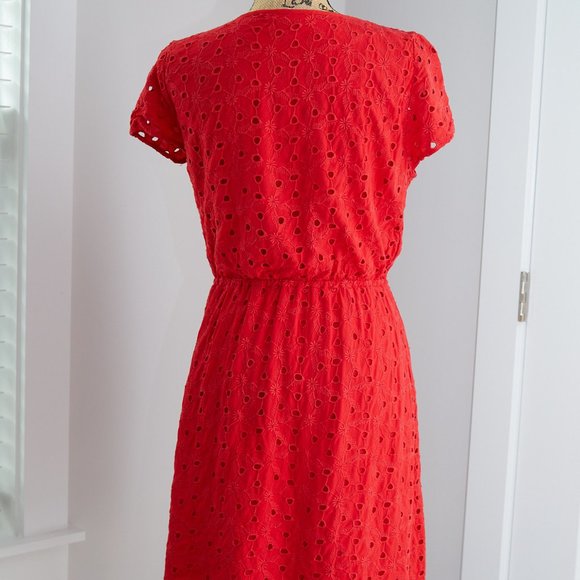 Market & Spruce Alexandrine Eyelet Dress Size Small Red - Picture 4 of 5